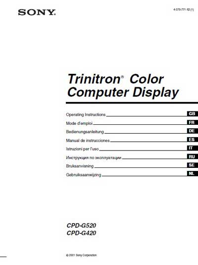 Инструкция оператора, Operator manual на Разное Дисплей CPD-G520 CPD-G420