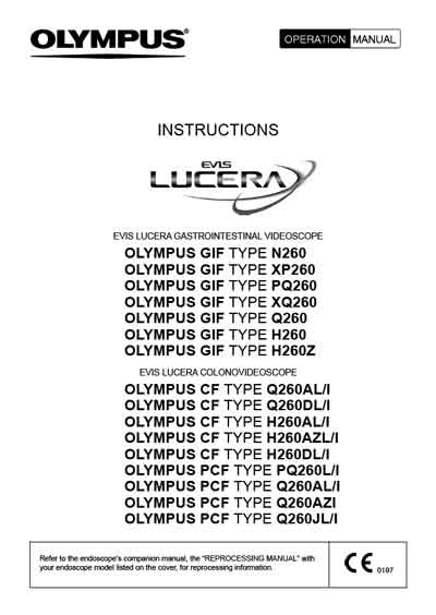 Инструкция по эксплуатации, Operation (Instruction) manual на Эндоскопия EVIS LUCERA Gastrointestinal Videoscope 260 series