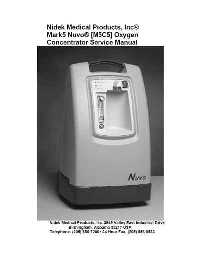 Сервисная инструкция, Service manual на ИВЛ-Анестезия Кислородный концентратор Mark 5 Nuvo