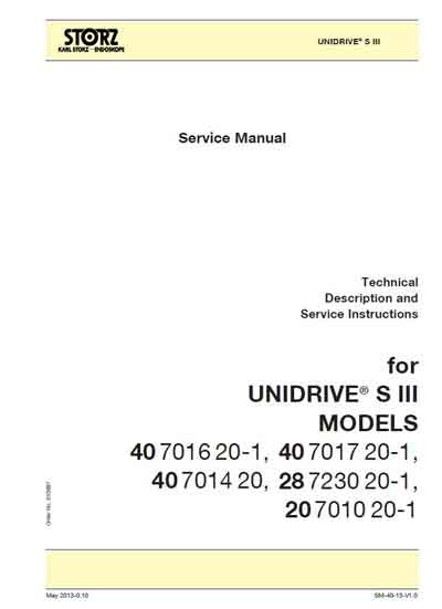 Сервисная инструкция, Service manual на Эндоскопия Unidrive S III