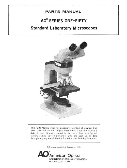 Каталог (элементов, запчастей и пр.) Catalogue, Spare Parts list на AO Series [American Optical] [---]