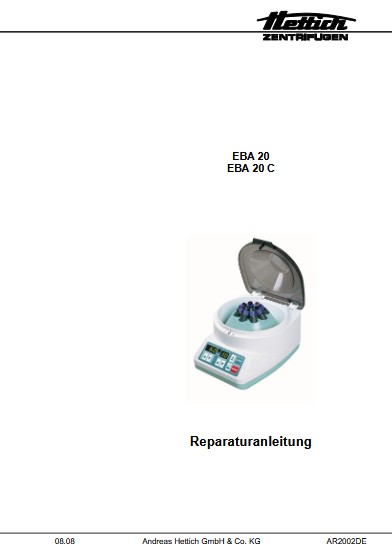 Инструкция, руководство по ремонту Repair Instructions на Eba 20, Eba 20S [Hettich]
