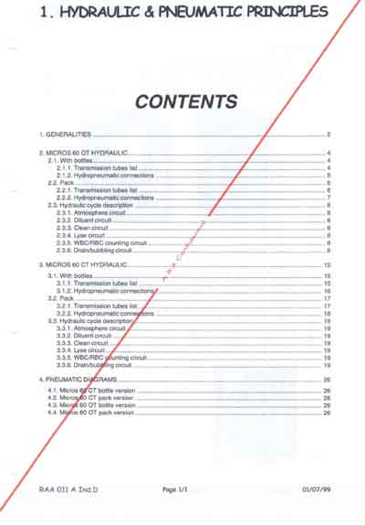 Техническая документация, Technical Documentation/Manual на Анализаторы ABX Micros 60 (HYDRAULIC & PNEUMATIC PRINCIPLES)