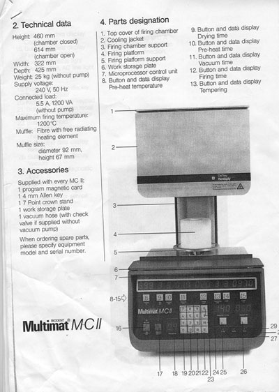 Инструкция по эксплуатации, Operation (Instruction) manual на Стоматология Электропечь муфельная Multimat MC II (Biodent)