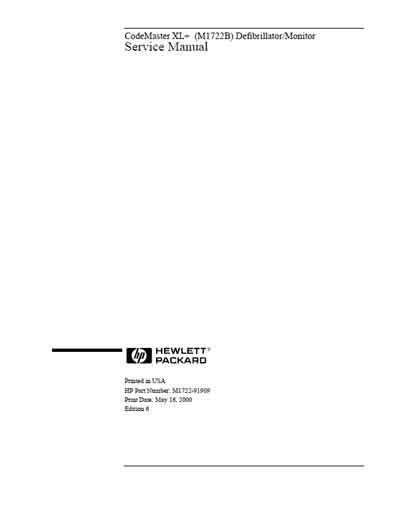 Сервисная инструкция, Service manual на Хирургия Дефибриллятор-монитор M1722B CodeMaster XL+