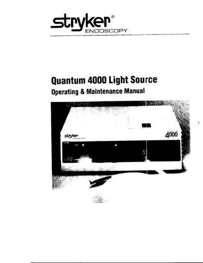Инструкция по эксплуатации, Operation (Instruction) manual на Эндоскопия Источник света Quantum 4000 Light Source
