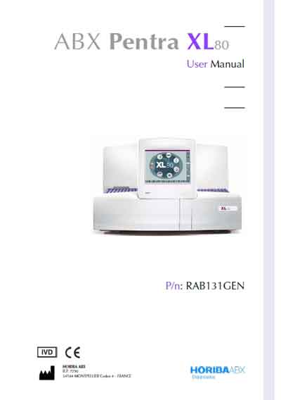 Инструкция пользователя, User manual на Анализаторы Pentra XL 80