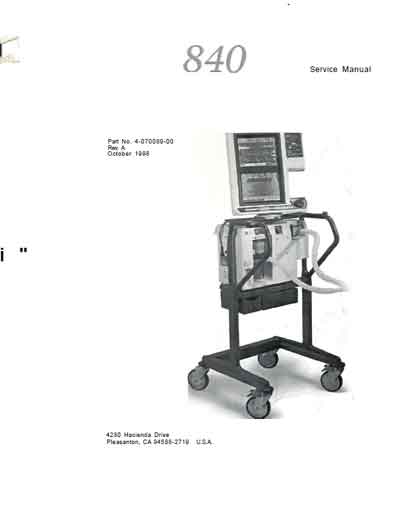 Сервисная инструкция, Service manual на ИВЛ-Анестезия 840 (Rev. A October 1998)