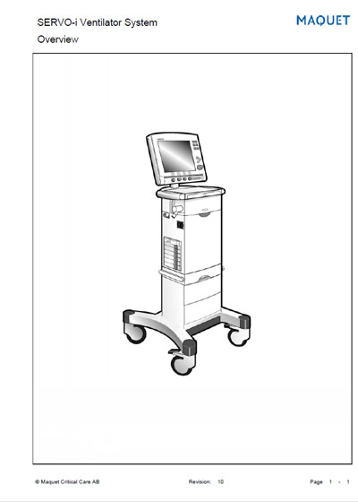 Техническая документация, Technical Documentation/Manual на ИВЛ-Анестезия Servo-i Ventilator System Overvien Rev.10