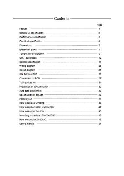 Сервисная инструкция, Service manual на Инкубатор CO2 MCO-20AIC