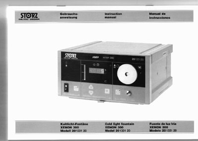 Инструкция пользователя, User manual на Эндоскопия Ксеноновый источник света Xenon 300 Model 20 1331 20