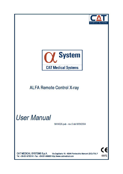 Инструкция пользователя, User manual на Рентген Alfa Remote Control X-ray (CAT)