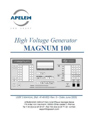 Инструкция пользователя, User manual на Рентген-Генератор Magnum 100