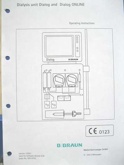 Инструкция по эксплуатации, Operation (Instruction) manual на Гемодиализ Dialog & Dialog ONLINE SW 5.00 (2001)