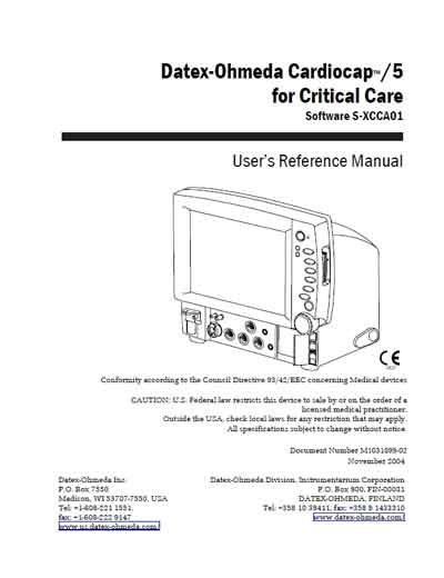 Инструкция пользователя, User manual на Мониторы Cardiocap 5