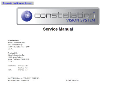 Сервисная инструкция, Service manual на Хирургия Constellation Vision System