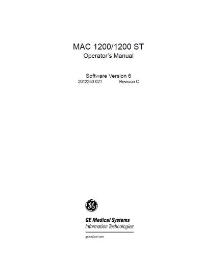 Руководство оператора, Operators Guide на Диагностика-ЭКГ MAC 1200, 1200ST
