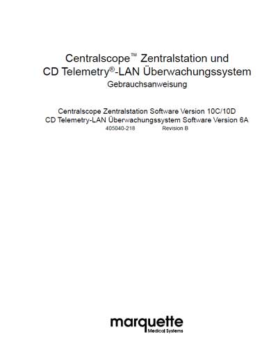 Инструкция пользователя, User manual на Мониторы Centralscope (Marquette)