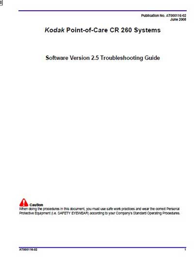 Инструкция, руководство по ремонту, Repair Instructions на Рентген Point-of-Care CR 260 Systems (Soft.Ver. 2.5)